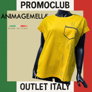 Тениска Anima Gemella, 100% памук, размер M, жълта, Италия